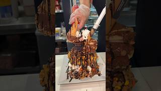 The NUTELLA PEANUT BUTTER WAFFLE TOWER from Elm Street Diner in Stamford CT 🍫🧇🍨🤤 DEVOURPOWER [upl. by Harrat701]