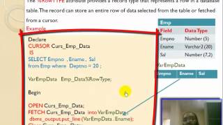 73 Oracle PL  SQL  Explicit Cursors Type  RowType تعليم أوراكل [upl. by Casimire]