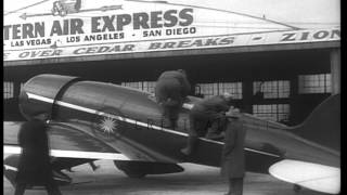 Amelia Earhart and Paul Mantz take off to search for a missing plane near Salt LaHD Stock Footage [upl. by Okim]