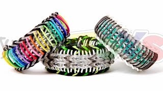 Super Stripe Fishtail  Rainbow Loom Bracelet Tutorial  One Loom Advanced Evolved Sailors Pinstripe [upl. by Karlis]