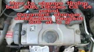 How to change timing belt 206 Citroen C3 14 petrol Comment changer distribution Peugeot 206 et C3 [upl. by Auj]