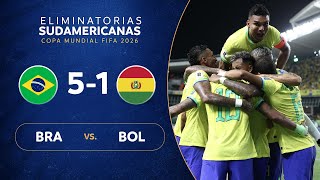 BRASIL vs BOLIVIA 51  RESUMEN  ELIMINATORIAS SUDAMERICANAS  FECHA 1 [upl. by Ffilc186]