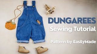 DIY Dungarees Sewing Tutorial Sizes 114 Years  Pattern by EasilyMade  Stylish Kids Fashion [upl. by Lechar147]