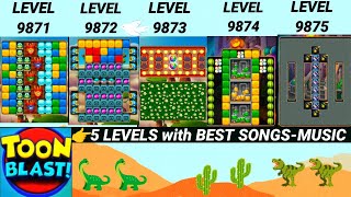 Toon blast 98719875 Toon blast levels🌿5 LEVELS walkthrough🦕🦖 [upl. by Nytsirk614]