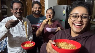 Trying Spicy 🥵 Korean Noodles With Family🍜 🔥  Dhanushree [upl. by Tor529]