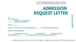 Sample request letter to principal for admission in school [upl. by Taft]