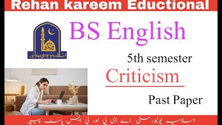 Past paper of Criticism  Bs English  IUB [upl. by Ramirol]