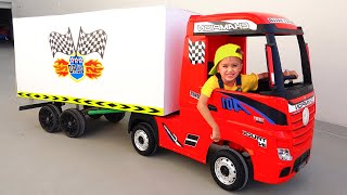 Niki ride on toy truck play delivery service [upl. by Dawna587]