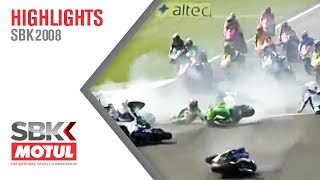 HUGE Group Crash at Monza  SBK 2008  WorldSBK [upl. by Rafferty399]