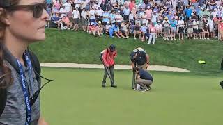 Cleanup of climate protest on 18th green at 2024 Travelers Championship [upl. by Asillim502]