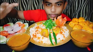 yummy rice or six fried egg and salad or dal eating 🤤😋mukbang eating food eatingshow video [upl. by Sadiras146]