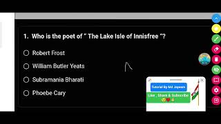 Who is the poet of quotThe Lake Isle of Innisfreequot [upl. by Alysia]