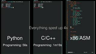 Python vs CC vs Assembly sidebyside comparison [upl. by Isia336]