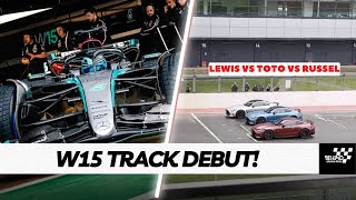 Mercedes W15 First Track Debut in Silverstone  Lewis George and Toto Wolff Racing Again each other [upl. by Settera560]