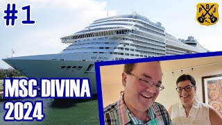 MSC Divina Pt1  Safe Cruise Parking Embarkation Loyalty Woes Interior Cabin Tour Beatles Show [upl. by Heigl]