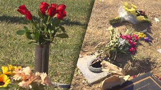 Grave Robbers Target Bronze Flower Vases at Cemetery [upl. by Eirak458]