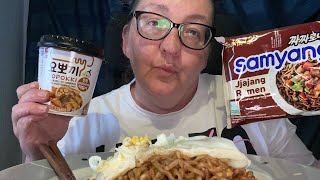 Samyang Black Bean Noodles amp Topokki mukbang ukfood koreanfood food [upl. by Eckardt175]