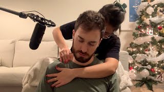 ASMR Tingly Scalp Scratching amp Hard Shoulder Massage To Help My BF Relax  Tapotement [upl. by Bove555]