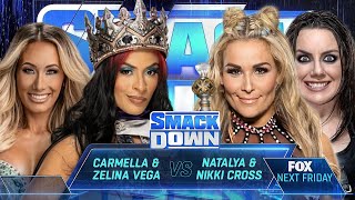 WWE2K24 SMACKDOWN ZELINA VEGA amp CARMELLA VS NATALYA amp NIKKI CROSS [upl. by Ardnajela]