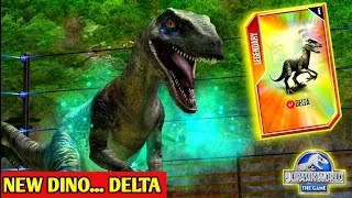 NEW DINO  DELTA FIRST FEED AND BATTLE  JURASSIC WORLD THE GAME [upl. by Velick]