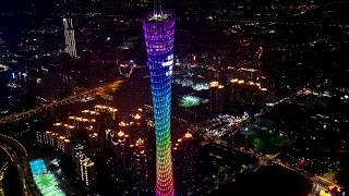 China Canton Tower Lights Show amp Guangzhou Night View amp Guangzhou Travel Video 4k [upl. by Tyne939]