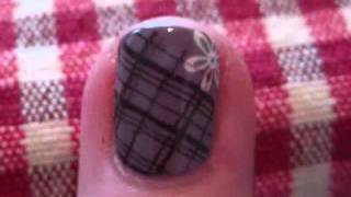 Easy Konad Plaid  Tartan Flower Design Nail Art Tutorial reupload [upl. by Cammie691]