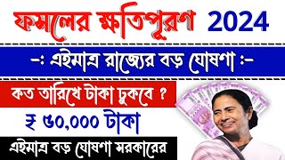 Breaking News বাংলা শস্য বীমা 2024 বাংলা শস্য বীমা নিয়ে বড় ঘোষণা আবেদন করলে কবে টাকা ঢুকবে BSB [upl. by Yrbua678]