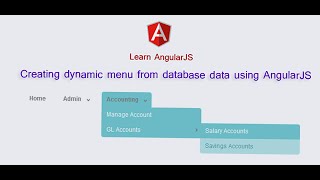 Creating dynamic menu from database data using AngularJS [upl. by Danyette]