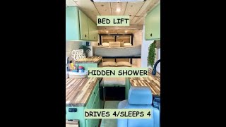 Professional van build video tour  4 seatbelts and sleeps 4  hot shower  Happijac bed lift [upl. by Idnahs]