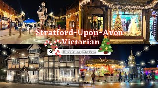 Stratford Victorian Christmas Market 2022  Christmas Lights at William Shakespeare Birth Place UK [upl. by Norward]