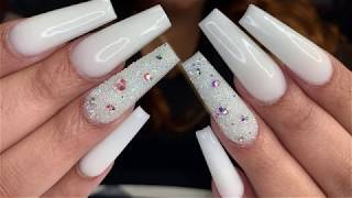 Acrylic For Beginners White Powder  Nails Tutorial [upl. by Daisi590]