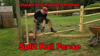 Install or Replace Split Rail Fence  Remove Rotten Posts and Add to Existing Pressure Treated [upl. by Vincent]