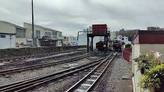 Ffestiniog amp Welsh Highland Railways  Porthmadog Station  The Double Fairlie at coal amp water depot [upl. by Anaoy]