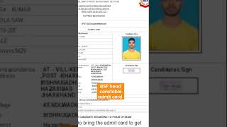 bsf head constable admit card bsf head constable physical date [upl. by Palm]