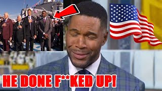 NFL fans demand Michael Strahan be FIRED for DISRESPECTING veterans during National Anthem on Fox [upl. by Atnek184]