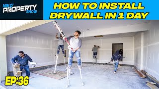 How To Install Drywall  Drywall Installers Building A 350000 Custom House  EP 36 [upl. by Brandenburg]