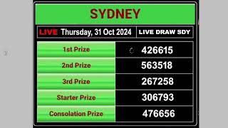 Sydney Live draw result 31102024  Live Draw SDY [upl. by Araec]