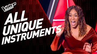 ALL Blind Auditions with UNIQUE INSTRUMENTS On The Voice [upl. by Lasyrc]