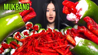 Viral TikTok Jalapeños Takis amp Cream Cheese 🔥 Super Crunchy Eating Cooking Show MUKBANG 먹방 [upl. by Kenn]