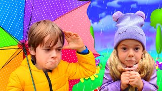 Rain Rain Go Away Kids Song  Anabella and Bogdan Pretend Play Sing Along [upl. by Sethrida]