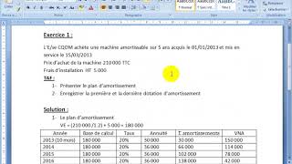 Les amortissements Exercice 1 [upl. by Ecargyram17]