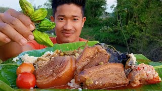 Eating fried pork belly with four king chilli  Naga mukbang  Northeast India [upl. by Tu791]