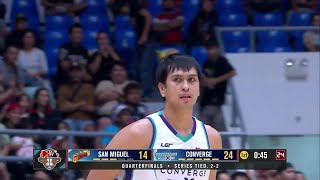 Bryan Santos NAILS TWO THREEPOINTERS for Converge vs San Miguel 💯  PBA Season 49 Governors Cup [upl. by Jodie]