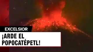 ¡Arde el Popocatépetl Nuevo pulso eruptivo del volcán mantiene alerta [upl. by Akcinahs]