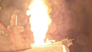 USS Bulkeley DDG 84 engages Iranian ballistic missiles from Eastern Mediterranean Sea [upl. by Hsina]