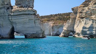 Milos Boat Trip Kleftiko Aug 2024 Milos Island Greece 🇬🇷 [upl. by Burtis]