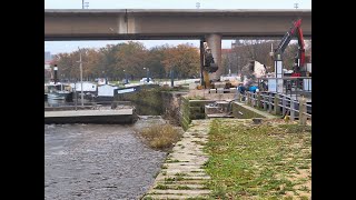 Carola Brücke Dresden Räumung Flussbett Ausbau der Rampe [upl. by Hirschfeld214]