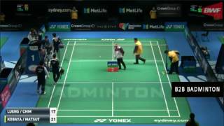 Badminton 2017 Australian Open Misaki Matsutomo Yugo Kobayashi vs Wai Chun Hugo Lueng Ho Ki Chim Y [upl. by Llerryt]