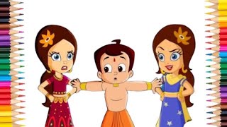 Chota Bheem and Rani Indumati Drawing and Coloring 🌈 Chota Bheem Drawing for kids  How To Draw [upl. by Nauhs772]