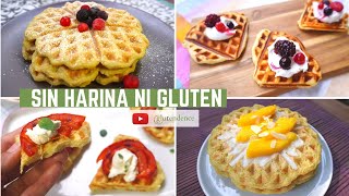 4 RECETAS DE WAFFLES SIN HARINA y sin gluten [upl. by Analahs]